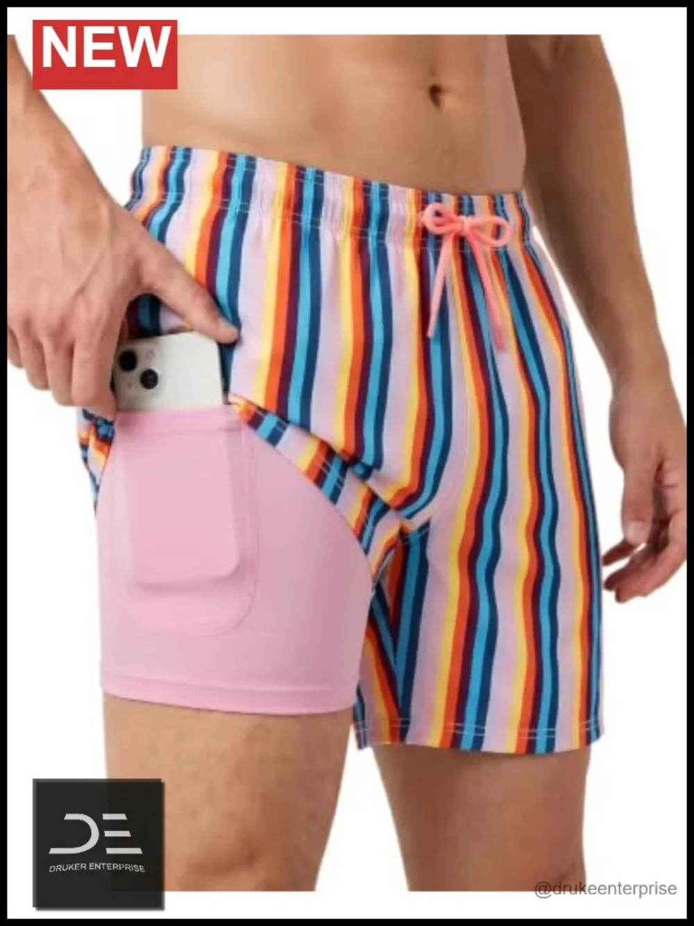 Men's Swim Trunks with Compression Liner - 5 Inch Quick Dry Board Shorts with